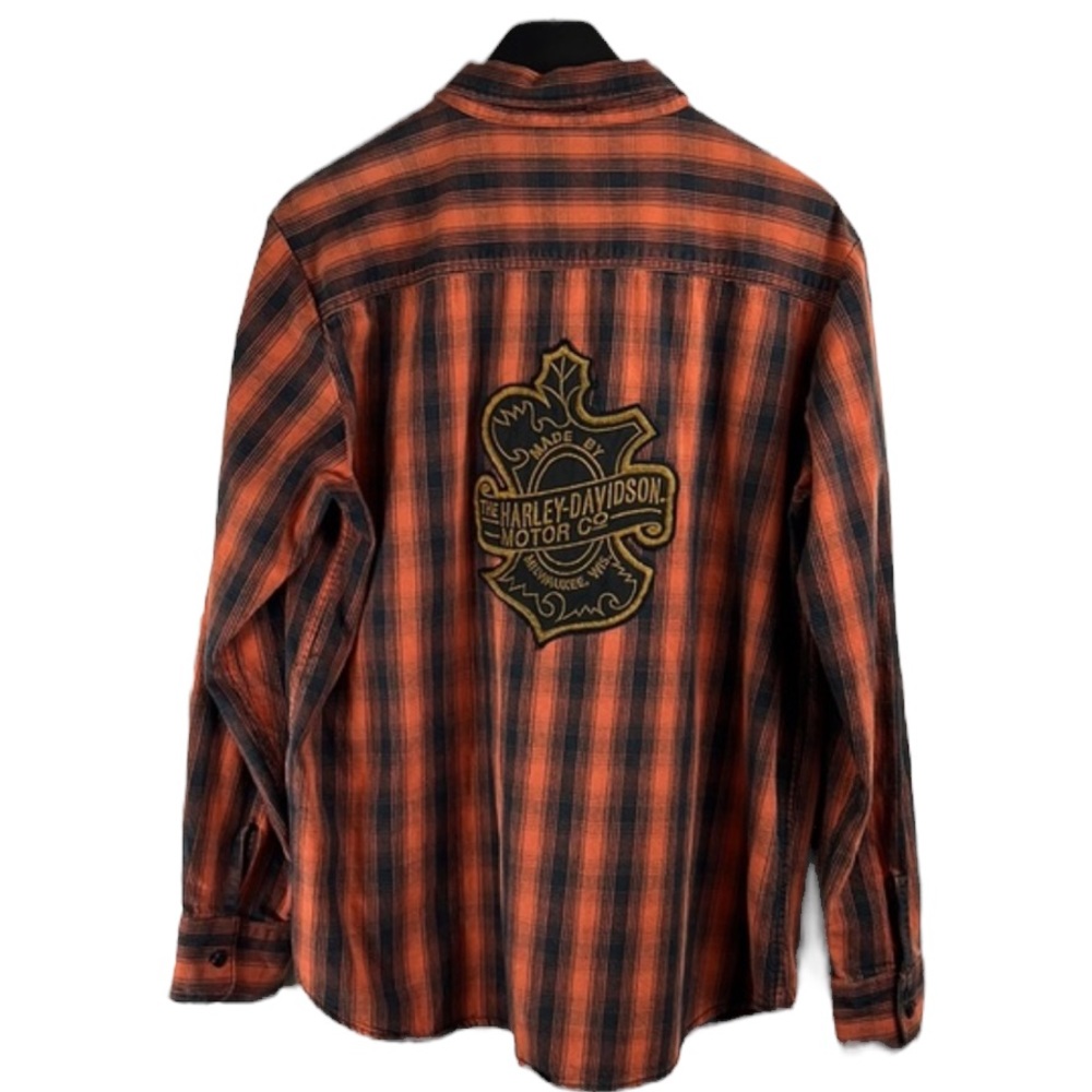 Harley-Davidson mens Oak Leaf Trademark Plaid Long Sleeve Woven Shirt Size XL